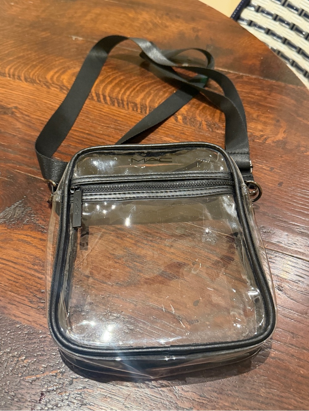 MAC Cosmetics Clear Crossbody Belt Bag with Black Trim